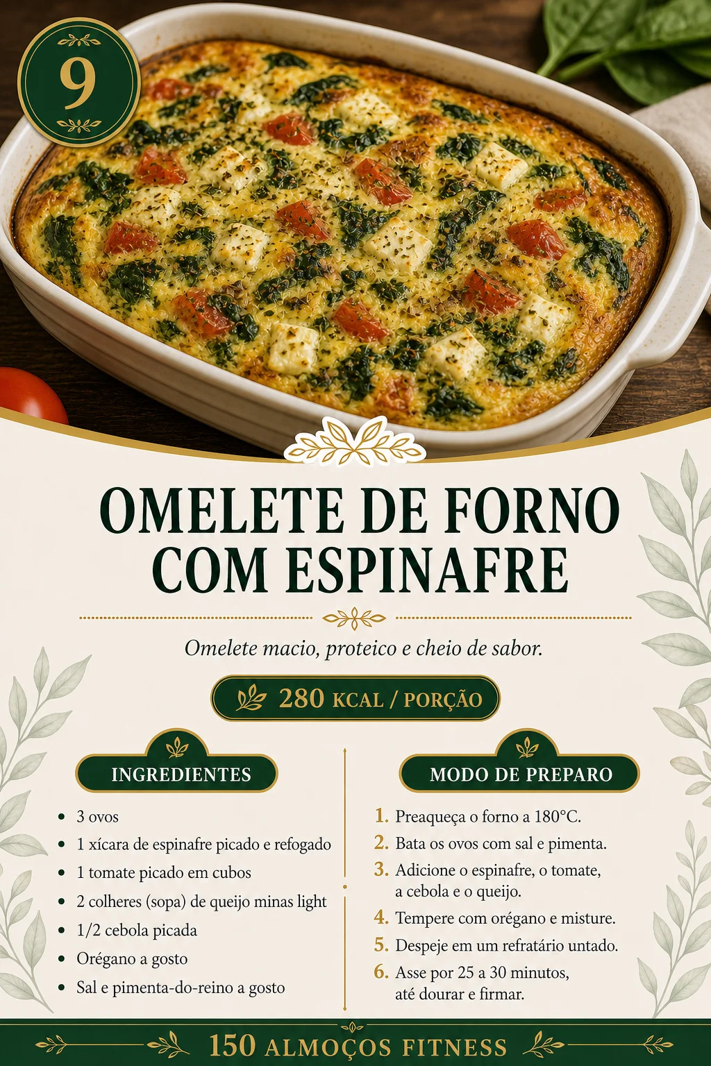 Receita 09: Omelete de Forno com Espinafre