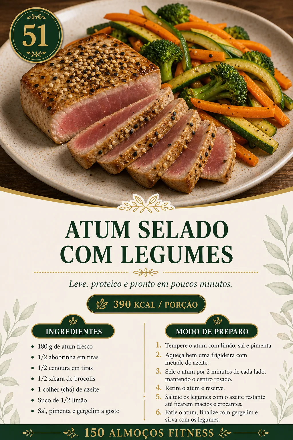 Receita 51: Atum Selado com Legumes