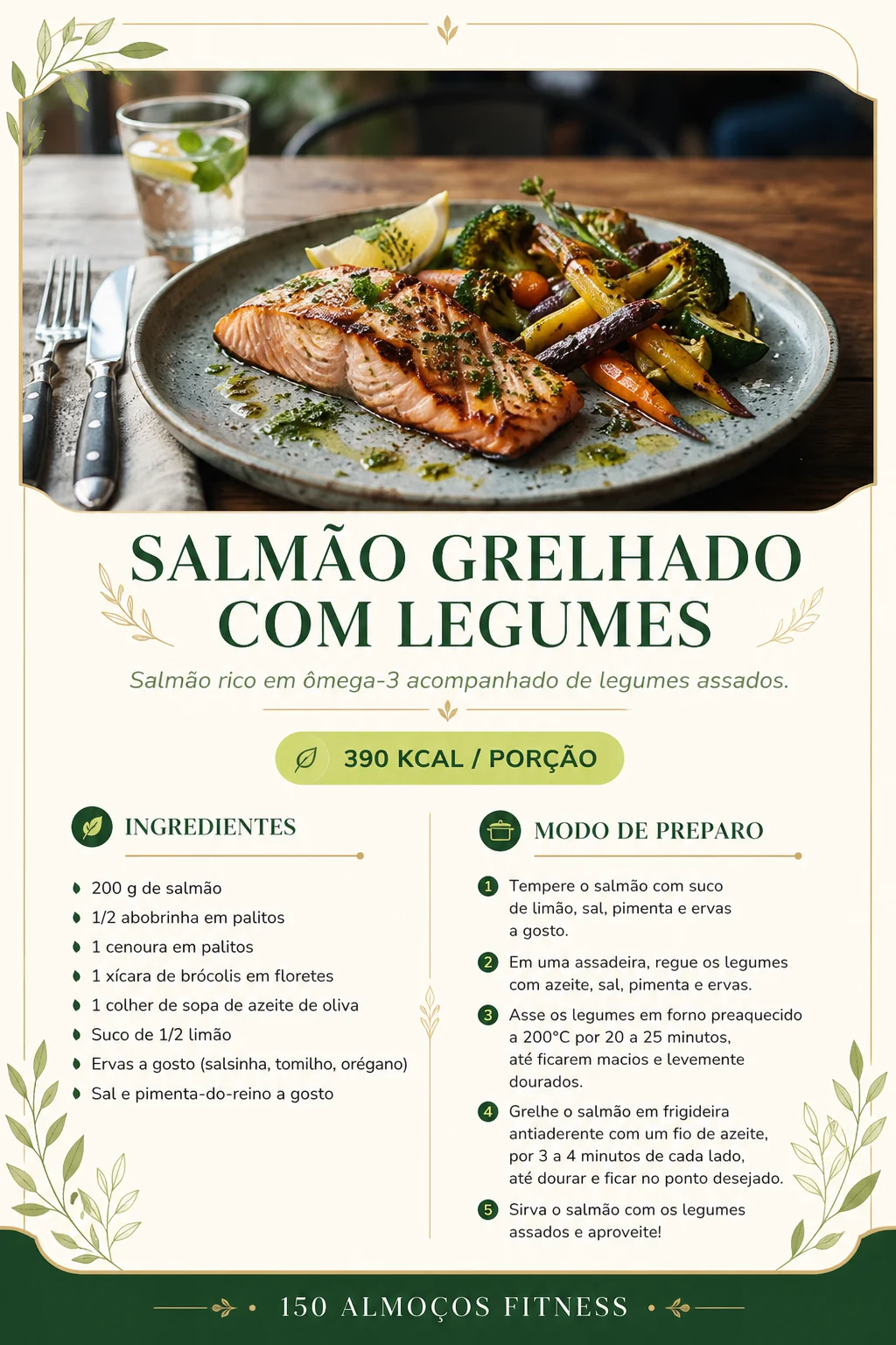 Receita: Salmão Grelhado com Legumes