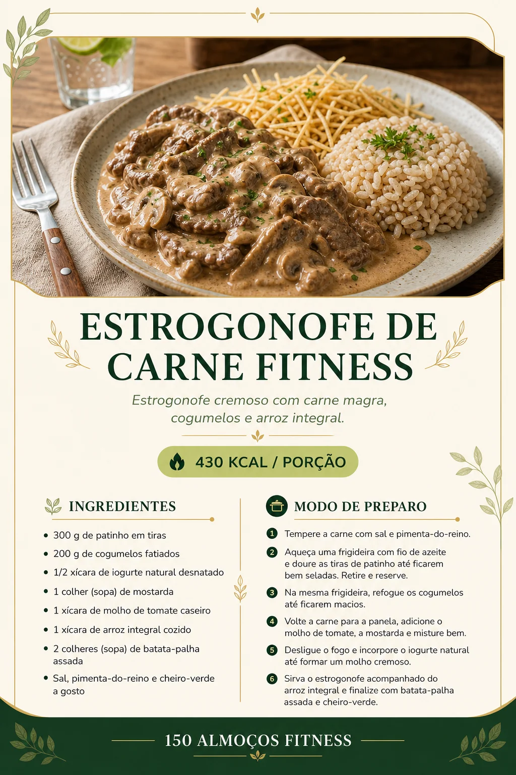 Receita: Estrogonofe de Carne Fitness