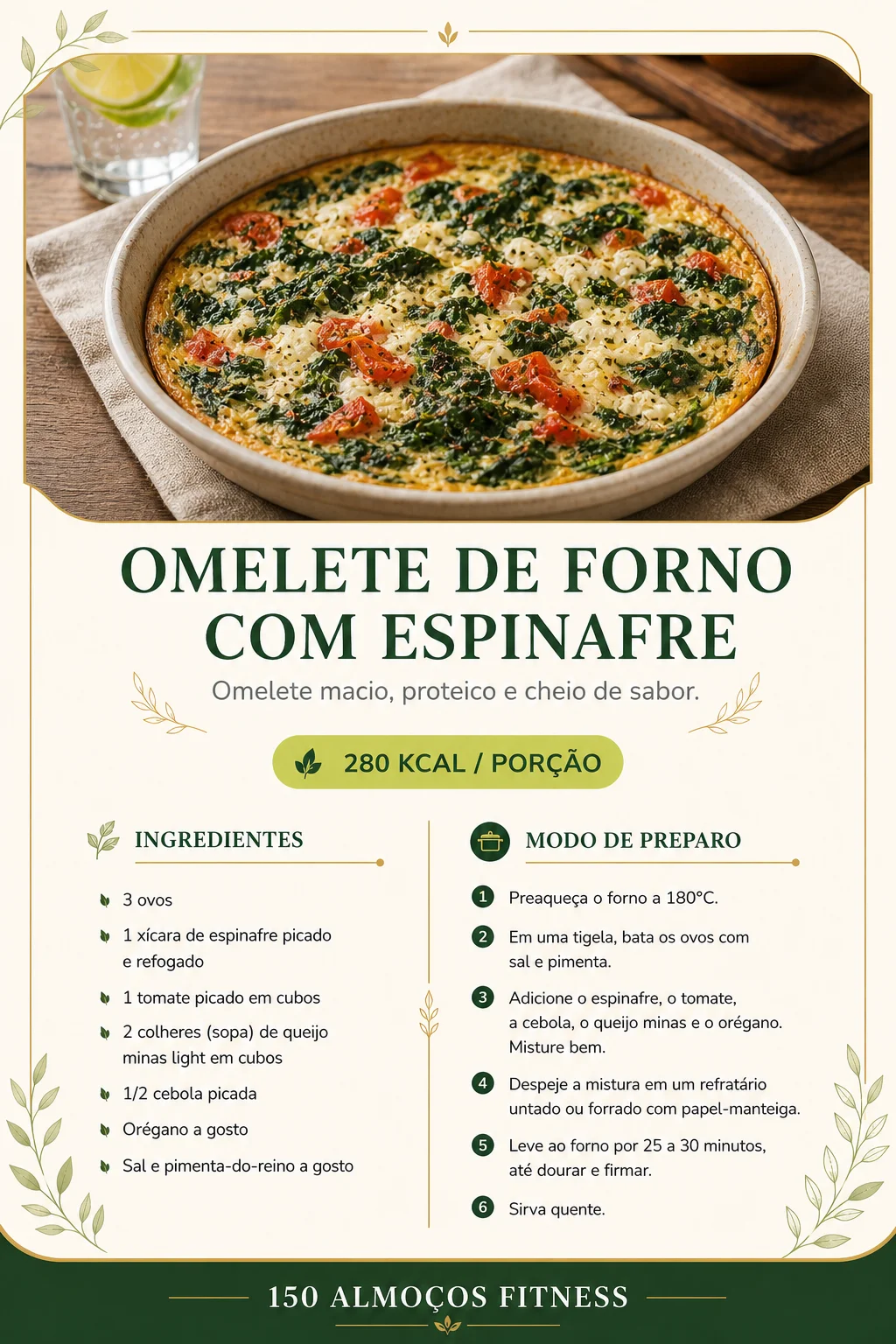Receita: Omelete de Forno com Espinafre